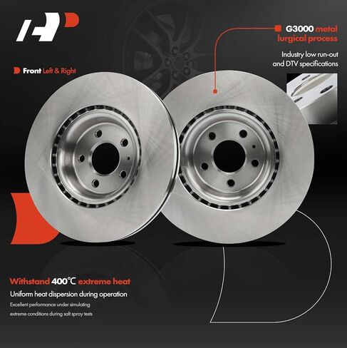 A-Premium 13.58 inch (345mm) Front Vented Disc Brake Rotors Compatible with Select Audi & Porsche Models - Q5 2013-2017, A5 2016, A6 2014-2018, A6 Quattro, A7 Quattro, S4, S5, Macan, 2-PC Set in Saudi Arabia