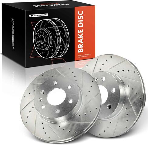A-Premium 12.19 in (309.6 mm) Front Drilled and Slotted Disc Brake Rotors Compatible with Chevrolet, GMC Models - Colorado, Canyon, 2015-2020, 2-PC Set in Saudi Arabia