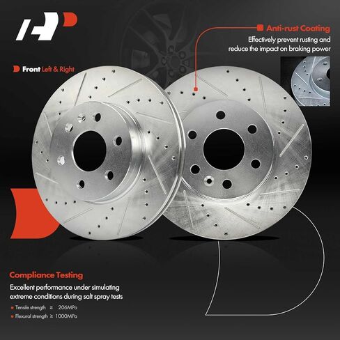 A-Premium 12.19 in (309.6 mm) Front Drilled and Slotted Disc Brake Rotors Compatible with Chevrolet, GMC Models - Colorado, Canyon, 2015-2020, 2-PC Set in Saudi Arabia