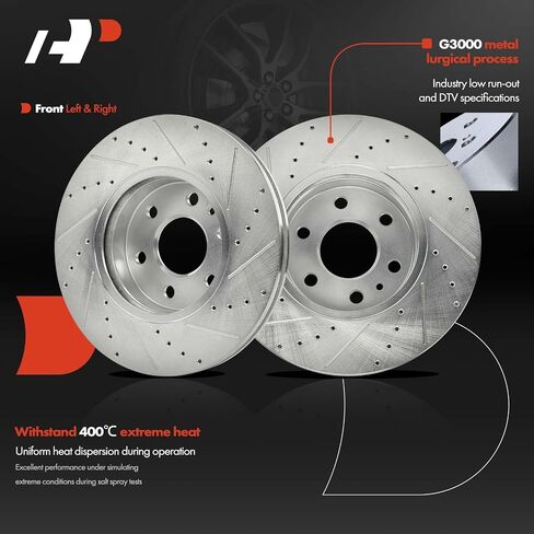 A-Premium 12.19 in (309.6 mm) Front Drilled and Slotted Disc Brake Rotors Compatible with Chevrolet, GMC Models - Colorado, Canyon, 2015-2020, 2-PC Set in Saudi Arabia