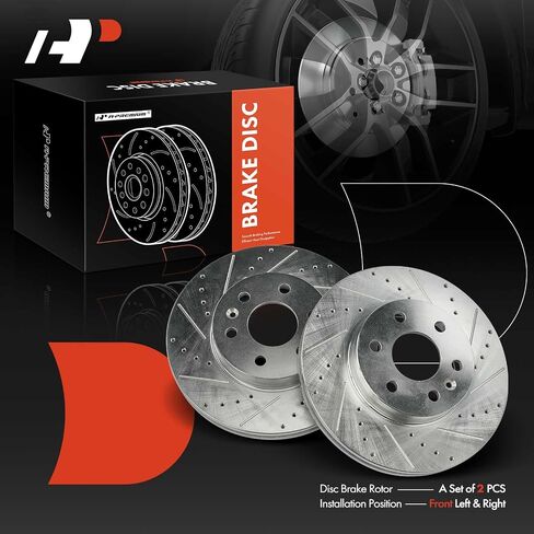A-Premium 12.19 in (309.6 mm) Front Drilled and Slotted Disc Brake Rotors Compatible with Chevrolet, GMC Models - Colorado, Canyon, 2015-2020, 2-PC Set in Saudi Arabia