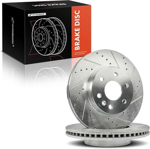 A-Premium 12.19 in (309.6 mm) Front Drilled and Slotted Disc Brake Rotors Compatible with Chevrolet, GMC Models - Colorado, Canyon, 2015-2020, 2-PC Set in Saudi Arabia