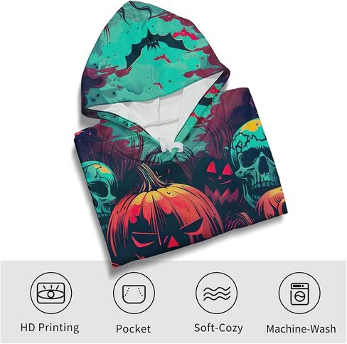 Novelty Pumpkin Skull Hoodie Funny Halloween Hoodies Sweatshirts Pullover Long Sleeve in Saudi Arabia