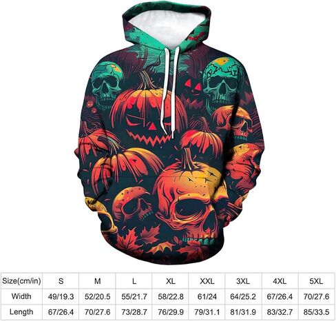 Novelty Pumpkin Skull Hoodie Funny Halloween Hoodies Sweatshirts Pullover Long Sleeve in Saudi Arabia