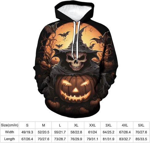 Novelty Pumpkin Skull Hoodie Funny Halloween Hoodies Sweatshirts Pullover Long Sleeve in Saudi Arabia