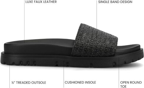 Journee Womens cushioned footbeds Starr slip on sandal open toe textile uppers in Saudi Arabia