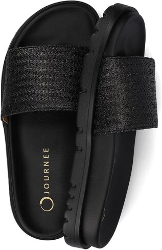 Journee Womens cushioned footbeds Starr slip on sandal open toe textile uppers in Saudi Arabia