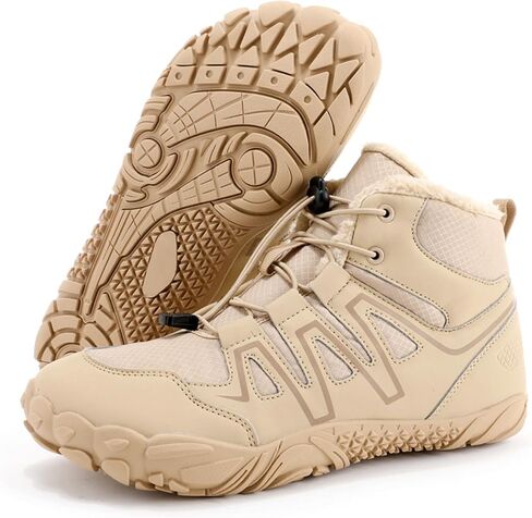 Mens Womens Barefoot Winter Boots with Wide Toe Box Minimalist Five Finger Hiking Boots Fur Lined Water Resistant Ankle Booties Zero Drop Sole Walking Shoes Winter Fashion Sneakers in Saudi Arabia