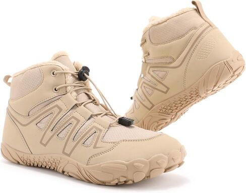 Mens Womens Barefoot Winter Boots with Wide Toe Box Minimalist Five Finger Hiking Boots Fur Lined Water Resistant Ankle Booties Zero Drop Sole Walking Shoes Winter Fashion Sneakers in Saudi Arabia