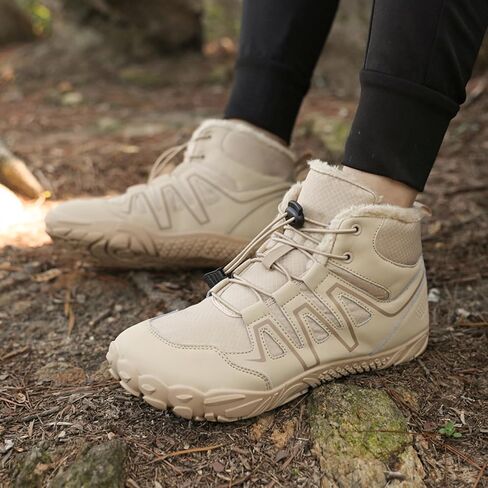 Mens Womens Barefoot Winter Boots with Wide Toe Box Minimalist Five Finger Hiking Boots Fur Lined Water Resistant Ankle Booties Zero Drop Sole Walking Shoes Winter Fashion Sneakers in Saudi Arabia