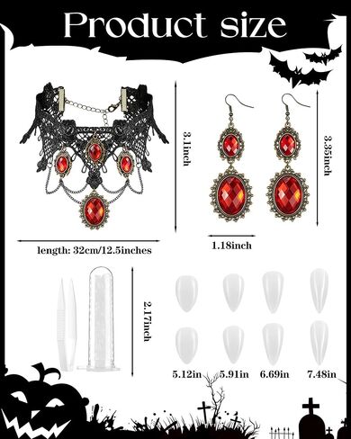 Halloween Vampire Costume Accessories Set, Victorian Gothic Accessories for Women Vampires Cosplay Wedding in Kuwait