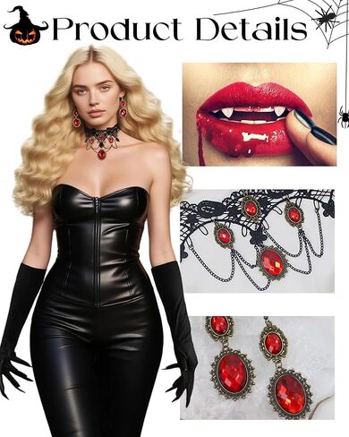 Halloween Vampire Costume Accessories Set, Victorian Gothic Accessories for Women Vampires Cosplay Wedding in Kuwait