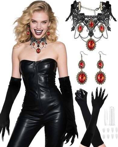 Halloween Vampire Costume Accessories Set, Victorian Gothic Accessories for Women Vampires Cosplay Wedding in Kuwait