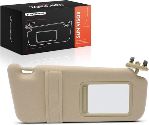 A-Premium Driver Left Side Sun Visor Compatible with Toyota Camry 2007 2008 2009 2010 2011 - with Vanity Mirror, Without Vanity Light, Beige Color - Replaces 74320-06780-E0, 7432006780E0 in Saudi Arabia