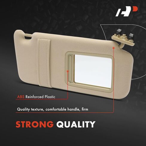 A-Premium Driver Left Side Sun Visor Compatible with Toyota Camry 2007 2008 2009 2010 2011 - with Vanity Mirror, Without Vanity Light, Beige Color - Replaces 74320-06780-E0, 7432006780E0 in Saudi Arabia