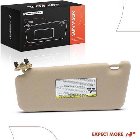 A-Premium Driver Left Side Sun Visor Compatible with Toyota Camry 2007 2008 2009 2010 2011 - with Vanity Mirror, Without Vanity Light, Beige Color - Replaces 74320-06780-E0, 7432006780E0 in Saudi Arabia
