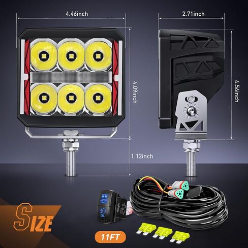 Nilight 4 Inch LED Pod Lights Heated Lens with DRL 60 W Square Super Spot w/ 16AWG Wiring Harness Kit Offroad Anti Freeze Function Work Light for Truck UTV ATV SUV Jeep in Saudi Arabia