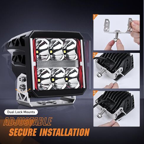 Nilight 4 Inch LED Pod Lights Heated Lens with DRL 60 W Square Super Spot w/ 16AWG Wiring Harness Kit Offroad Anti Freeze Function Work Light for Truck UTV ATV SUV Jeep in Saudi Arabia