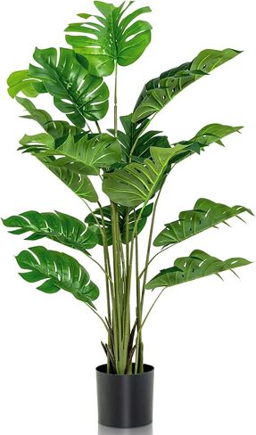 Goplus Artificial Monstera Deliciosa Plant, 5ft Tall Fake Tropical Palm Tree w/15 Pcs Different Turtle Leaves, Cement-Filled Plastic Pot, Faux Swiss Cheese Plant for Floor Home Office Decor in Saudi Arabia