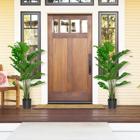 Goplus Artificial Monstera Deliciosa Plant, 5ft Tall Fake Tropical Palm Tree w/15 Pcs Different Turtle Leaves, Cement-Filled Plastic Pot, Faux Swiss Cheese Plant for Floor Home Office Decor in Saudi Arabia