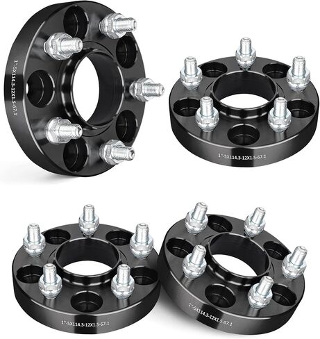 EVIL ENERGY 5x4.5 Wheel Spacers 1 inch Compatible for Hyundai, Kia, Mazda, Dodge, Ford, Jeep, Mitsubishi, 5x114.3 mm Hubcentric with Lip 5 Lugs 67.1 mm Hub Bore M12x1.5 Studs Wheel Adapters Black in Saudi Arabia
