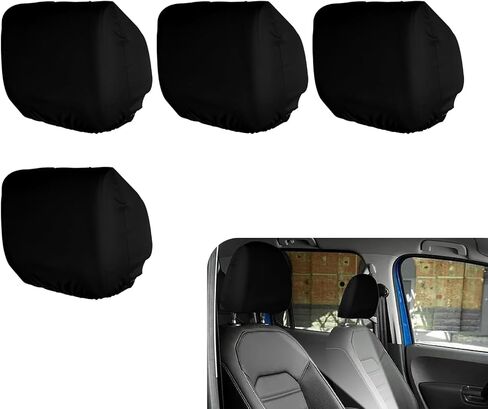 4 PCS Seat Headrest Covers – Comfortable & Breathable All-round Scratch-resistant Protective Covers, Elastic Fit, Cleanable & Reusable for All Seasons, Suitable for Cars & Trucks (Black) in Saudi Arabia