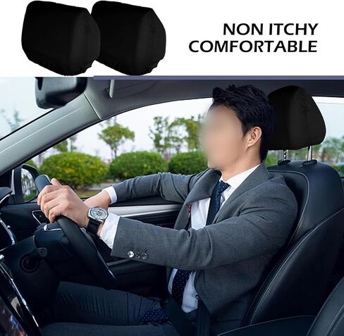4 PCS Seat Headrest Covers – Comfortable & Breathable All-round Scratch-resistant Protective Covers, Elastic Fit, Cleanable & Reusable for All Seasons, Suitable for Cars & Trucks (Black) in Saudi Arabia