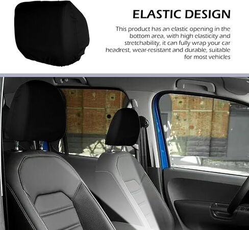 4 PCS Seat Headrest Covers – Comfortable & Breathable All-round Scratch-resistant Protective Covers, Elastic Fit, Cleanable & Reusable for All Seasons, Suitable for Cars & Trucks (Black) in Saudi Arabia