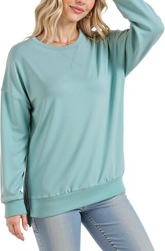 AURUZA Crewneck Sweatshirt for Women Long Sleeve Sweatshirt Drop slit sweatshirt in Saudi Arabia