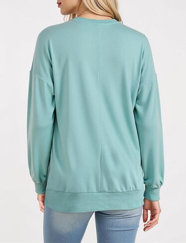 AURUZA Crewneck Sweatshirt for Women Long Sleeve Sweatshirt Drop slit sweatshirt in Saudi Arabia