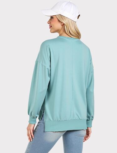AURUZA Crewneck Sweatshirt for Women Long Sleeve Sweatshirt Drop slit sweatshirt in Saudi Arabia