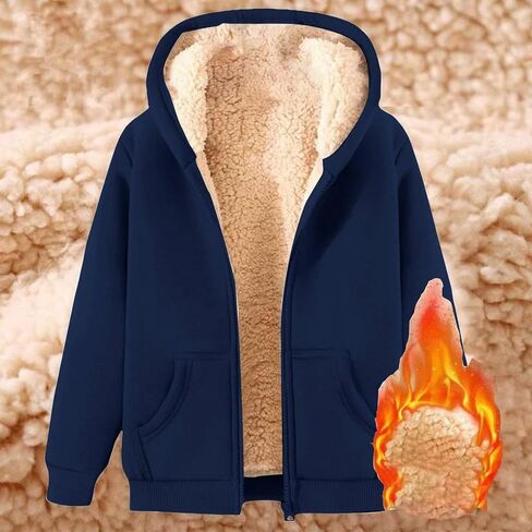 Fleece Jacket Women Zip Up Hoodie Sherpa Lined Jackets Casual Warm Oversized Sweatshirts Trendy Winter Coat Pockets in Saudi Arabia