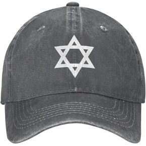 Star of David Flag Baseball Cap Cowboy Hat Adjustable Washable Retro White Star of David Hats for Men Women Adult in Kuwait