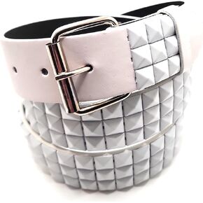 All White Pyramid Studded Leather Belt Punk in Kuwait