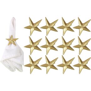 Metal Napkin Rings Set 12, Round Shape Accessories for Dining Table Decor in Party, Wedding, Birthday, and Gifting for Mother, Sister and Friends - Metallic Gold in Kuwait