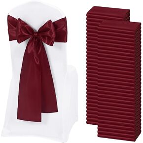 100 PCS Satin Chair Sash Decorative Bow Cairs لعيد الشكر حفل زفاف عيد الميلاد حفلات المطبخ المنزل (العاج ، 7 × 108 بوصة) in Kuwait
