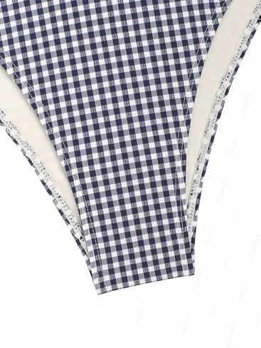Vintage Gingham Halter Tank Top & Cinched Tie Side Tankini Set in Saudi Arabia