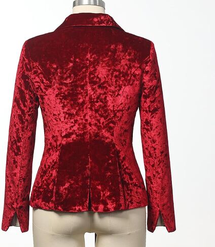 Women's Vintage Velvet Suit Jacket V-Neck Pocket Long Sleeves Dressy Coat Retro Casual Tops in Saudi Arabia
