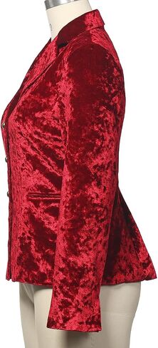 Women's Vintage Velvet Suit Jacket V-Neck Pocket Long Sleeves Dressy Coat Retro Casual Tops in Saudi Arabia