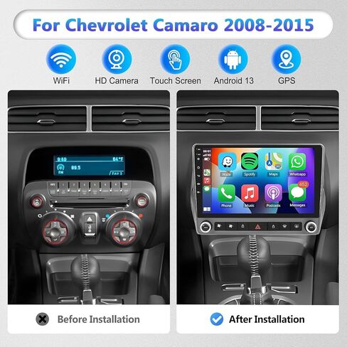 𝟖 𝐂𝐎𝐑𝐄 4G+64G Car Radio Stereo for Chevrolet Chevy Camaro 2008-2015 with Wireless CarPlay Android Auto 9 Inch 1280 * 720P IPS Touch Screen Android 13 GPS WiFi Bluetooth 32-Band DSP Backup Camera in Kuwait