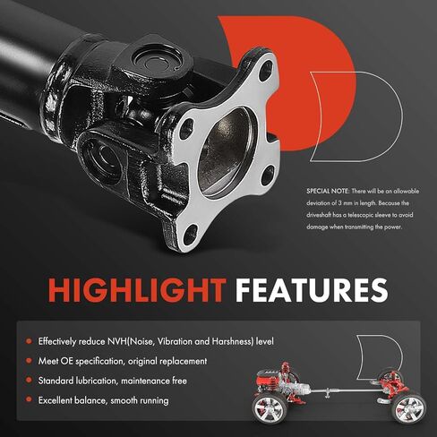 A-Premium Rear Complete Drive Shaft Prop Shaft Driveshaft Assembly Compatible with Jeep KJ Series Liberty 2003-2005 [42RLE Trans.], Liberty 2006-2007, RWD Automatic Transmission in Saudi Arabia