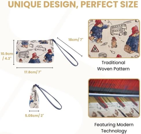 Signare Tapestry Small Wristlet Clutch Bag for Women Ladies Wrist Strap Purses In Paddington Bear Design (WRIS-PADD) in Saudi Arabia