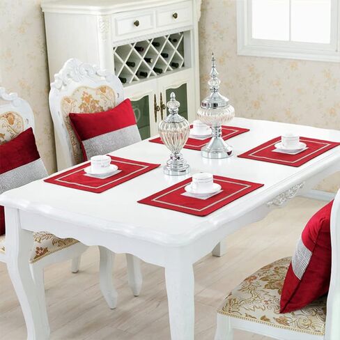 HeMiaor Set of 6 Table Mats Purple Luxurious Non-Slip Velvet Placemats for Dinner Table, 12x16-Inch(30x40cm) in Kuwait