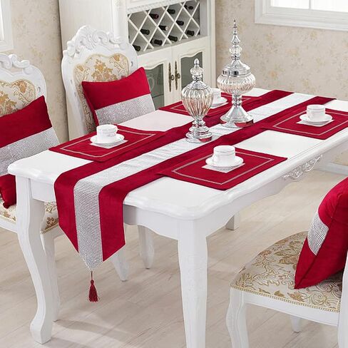 HeMiaor Set of 6 Table Mats Purple Luxurious Non-Slip Velvet Placemats for Dinner Table, 12x16-Inch(30x40cm) in Kuwait