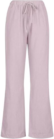 Generic بنطلون كتان نسائي 2024 صيفي بنطال ذو قصة أرجل واسعة عالي الخصر بالازو بنطلون كاجوال فضفاض فضفاض للشاطئ in Saudi Arabia