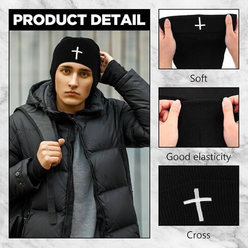 Coume 12pcs Cross Winter Beanie Hats Christian Cuffed Skull Cap Skull Cap Warm Beanies for The Homeless Men and Women Church in Saudi Arabia