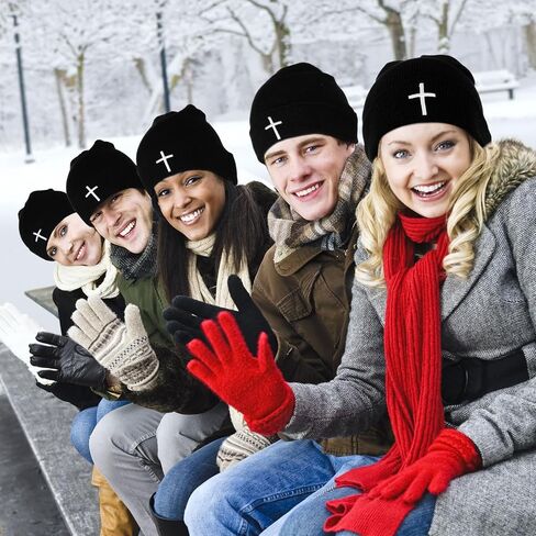 Coume 12pcs Cross Winter Beanie Hats Christian Cuffed Skull Cap Skull Cap Warm Beanies for The Homeless Men and Women Church in Saudi Arabia