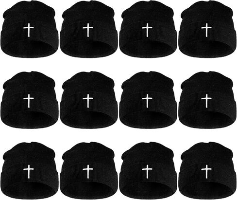 Coume 12pcs Cross Winter Beanie Hats Christian Cuffed Skull Cap Skull Cap Warm Beanies for The Homeless Men and Women Church in Saudi Arabia