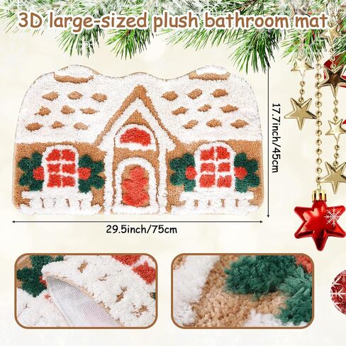 Christmas Gingerbread House Floor Rugs Christmas Bath Mat 23.6 x 15.7 Inch Fun Ginger Bread House Rug Winter Tufted Rug Non Slip Mat Cute Soft Absorbent Bathtub Rug Christmas Bath Decor in Saudi Arabia