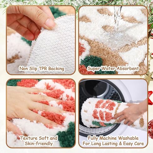 Christmas Gingerbread House Floor Rugs Christmas Bath Mat 23.6 x 15.7 Inch Fun Ginger Bread House Rug Winter Tufted Rug Non Slip Mat Cute Soft Absorbent Bathtub Rug Christmas Bath Decor in Saudi Arabia